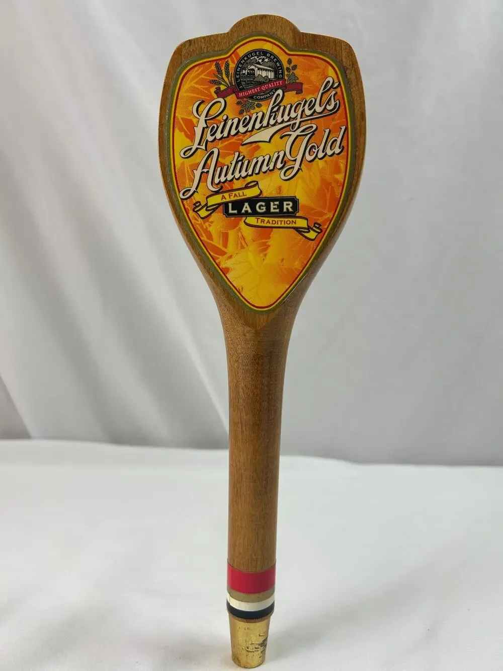 Leinenkugels Autumn Gold Lager Wood Beer Tap Handle Vintage Wisconsin Breweriana
